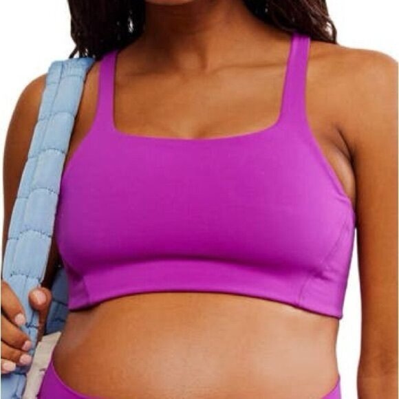 Free People Movement x HATCH X-SMALL Never Better Square Neck Maternity Bra Pink - Picture 2 of 5